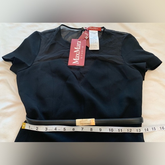 Max Mara Studio Asturie Mixed Media Black Belted Dress size 4 NWT - Picture 10 of 15